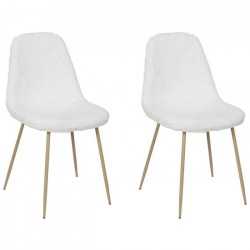 Lot de 2 Chaises imitation fourrure - Blanc - L 54,7 x P 44,1 x H 85,2 cm - AUREA