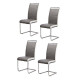 DYLAN Lot de 4 chaises - Pieds métal chromé - Simili Gris et Blanc - L 42 x P 56 x H 102 cm