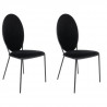 Lot de 2 Chaises - Velours Noir - L 51 x P 96 x H 52,5 cm - LOUIS