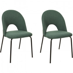 Lot de 2 Chaises - Tissu vert - L 49 X P 53 X H 87 cm - LONDON