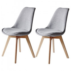 BJORN Lot de 2 chaises - Tissu gris - Pieds en hetre - L 48,5 x P 56 x H 83 cm