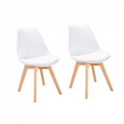 BJORN Lot de 2 chaises de salle a manger - Simili blanc - Scandinave - L 48 x P 57 cm