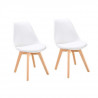BJORN Lot de 2 chaises de salle a manger - Simili blanc - Scandinave - L 48 x P 57 cm