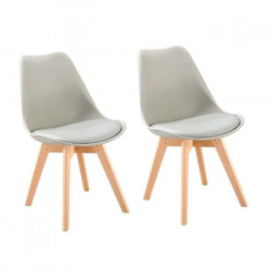 BJORN Lot de 2 chaises de salle a manger - Simili gris - Scandinave - L 48 x P 57 cm