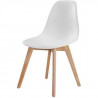 SACHA Chaise de salle a manger blanc - Pieds en bois hévéa massif massif - Scandinave - L 48 x P 55 cm