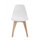 SACHA Chaise de salle a manger blanc - Pieds en bois hévéa massif massif - Scandinave - L 48 x P 55 cm