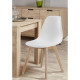 SACHA Chaise de salle a manger blanc - Pieds en bois hévéa massif massif - Scandinave - L 48 x P 55 cm