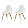 SACHA Lot de 2 chaises de salle a manger blanc - Pieds en bois hévéa massif - Scandinave - L 48 x P 55 cm