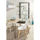 SACHA Lot de 4 chaises de salle a manger blanc - Pieds en bois hévéa massif - Scandinave - L 48 x P 55 cm