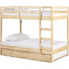 Lit superposé enfant avec tiroir lit - Bois Pin massif - Naturel - Sommiers inclus - 3 x 90 x 190 cm - FOSTER