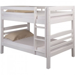 Lit superposés séparables enfant - Bois Pin massif - Blanc - Sommiers inclus - 2 x 90 x 190 cm - HOOCK