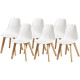 SACHA Lot de 6 Chaises pieds en Hévéa - Blanc - L 46 x P 53 x H 82