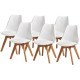 BJORN Chaises - Simili Blanc - Pieds en Hetre - Lot de 6 - L 48,5 x P 58 x H 83 cm