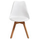 BJORN Chaises - Simili Blanc - Pieds en Hetre - Lot de 6 - L 48,5 x P 58 x H 83 cm