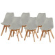 Chaises de salle a manger BJORN - Simili-Gris - Lot de 6 - L 48,5 x P 58 x H 83 cm