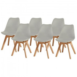 Chaises de salle a manger BJORN - Simili-Gris - Lot de 6 - L 48,5 x P 58 x H 83 cm
