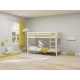 Lit superposés séparables enfant - 2x90x190 cm - Pin massif blanchi - Sommier inclus - ANDO