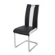 LEON Lot de 2 chaises - Simili blanc et noir - L 55 x P 45 x H 99 cm