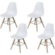 Lot de 4 chaises blanc pieds bois - L 47 x P 52 x H 83 cm - OLAF