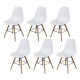 Lot de 6 chaises blanc pieds bois - L 47 x P 52 x H 83 cm - OLAF