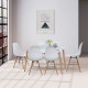 Lot de 6 chaises blanc pieds bois - L 47 x P 52 x H 83 cm - OLAF