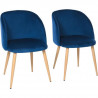 Lot de 2 chaises en velours bleu - Pieds en métal - L 55 x P 45 x H 99 cm - CURVY