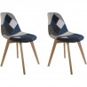 PATCHWORK Lot de 2 Chaises - Bleu gris - L 55.5 x P 85 x H 41 cm