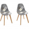 Lot de 2 Chaises - Gris -  L 86.5 x P 57.8 x H 47 cm - PATCHWORK
