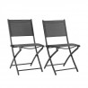 Lot de 2 chaises de jardin pliantes en aluminium assise textilene - 46 x 56 x 85 cm - Gris