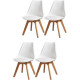 BJORN Lot de 4 chaises de salle a manger - Simili blanc - Scandinave - L 49 x P 56 cm