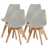 BJORN Lot de 4 chaises de salle a manger - Simili gris - Scandinave - L 49 x P 56 cm