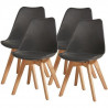 BJORN Lot de 4 chaises de salle a manger - Simili noir - Scandinave - L 49 x P 56 cm