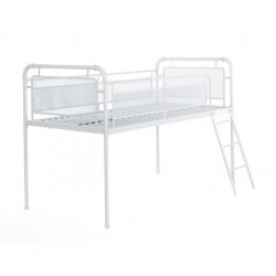 Lit surélevé enfant JULY - 90 x 190 cm - Métal - Gris clair - Sommier inclus