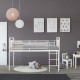 Lit surélevé enfant JULY - 90 x 190 cm - Métal - Gris clair - Sommier inclus