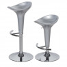 Lot de 2 tabourets ajustables - Gris - Pieds métal chromé - L 38 x P 36 x H 65 cm - POP