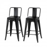 FACTORY Lot de 2 tabourets industriel en métal -  Noir - L 30,5 x P 30,5 x H 61 cm