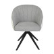 Chaise de salle a manger - Velours gris clair et blanc - L 61,5 x P 61 x H 79,5 cm - MANON