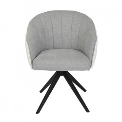 Chaise de salle a manger - Velours gris clair et blanc - L 61,5 x P 61 x H 79,5 cm - MANON