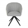 Chaise de salle a manger - Velours gris clair et blanc - L 61,5 x P 61 x H 79,5 cm - MANON
