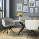 Chaise de salle a manger - Velours gris clair et blanc - L 61,5 x P 61 x H 79,5 cm - MANON