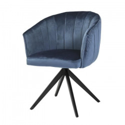 MANON Chaise de salle a manger - Velours bleu - L 61,5 x P 61 x H 79,5 cm