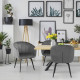 MARGAUX Fauteuil de table - Velours gris - L 61,5 x P 61 x H 79,5 cm