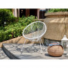 Fauteuil design en forme d'oeuf - cordage en plastique blanc MANA