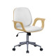 Fauteuil de bureau reglable en hauteur - Simili Blanc - L 57 x P 66,5 x H 87-95 cm - WOOD