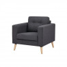 Fauteuil - Tissu gris et pieds en bois naturel - L 80 x P 82 x 84 cm - LEON