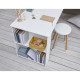Lit mi-hauteur combiné - Bois massif - Blanc laqué - Sommier a lattes inclus - 90 x 200 cm