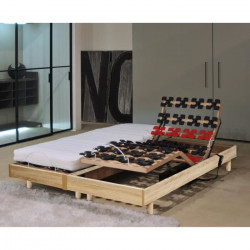 MURCIE  Ensemble matelas + sommiers relaxation 2 x 80 x 200 cm - Mousse - 14 cm - Tres ferme - Décor chene