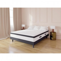 KIOTA  Ensemble Matelas + Sommier - 140x190cm - 910 Ressorts ensachés et mémoire de forme - 29 cm - HYBRID