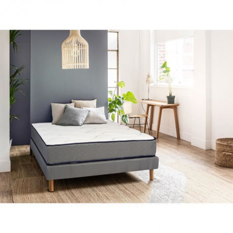 OSIRIS Ensemble Matelas 140x190 cm + Sommier + Pieds - Ressorts ensachés - 28 cm