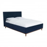 KOOS Lit adulte 140 x 190 cm avec tete de lit - Velours bleu marine